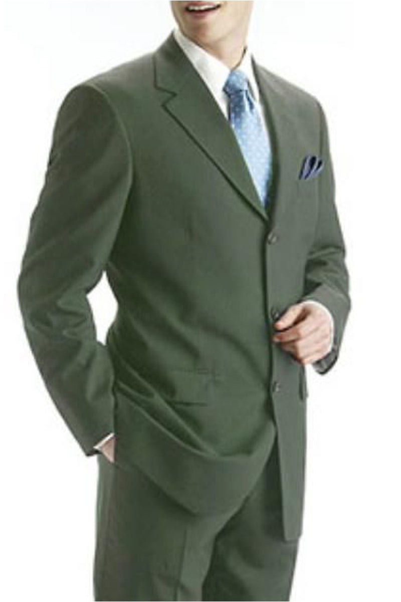 Men's Olive Classic 3-Button Suit, 2 Piece