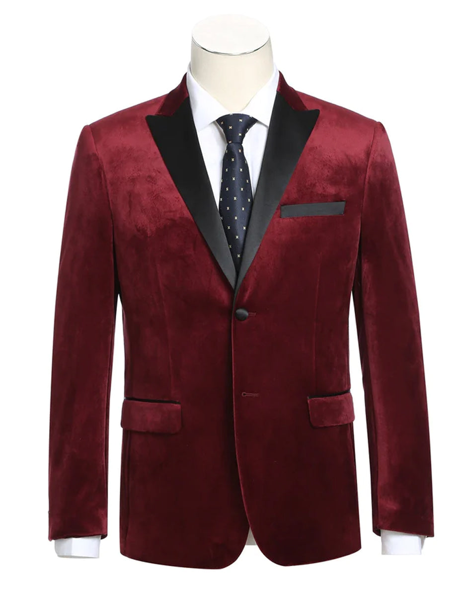 Velvet Dinner Jacket in Dark Burgundy