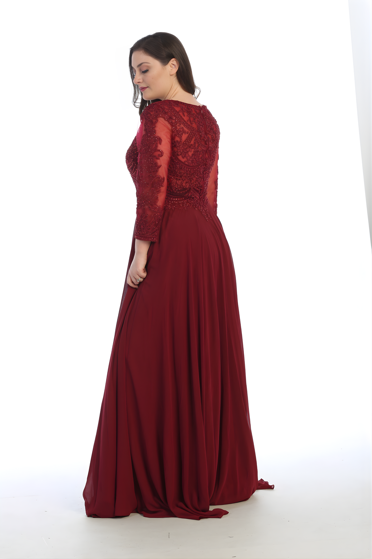 May Queen MQ1615 Long Sleeve A Line Classy Mother of the Bride Gown-New Collection
