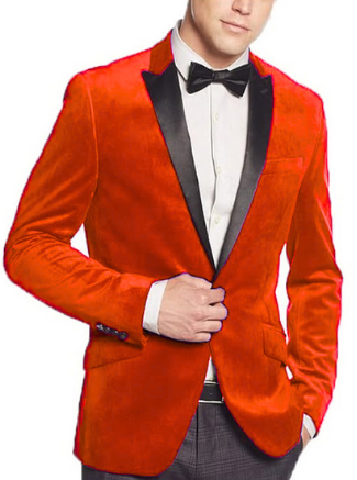 Orange ~ Black Mens Big and Tall Velvet Blazer - Velvet Sport Coat