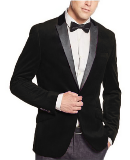 Men’s Black Big and Tall Velvet Blazer with Satin Lapel, Formal Sport Coat for Wedding and Prom