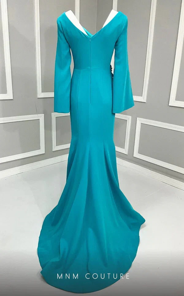 MNM Couture V02044 Mustard Evening Gown with Intricate Detailing