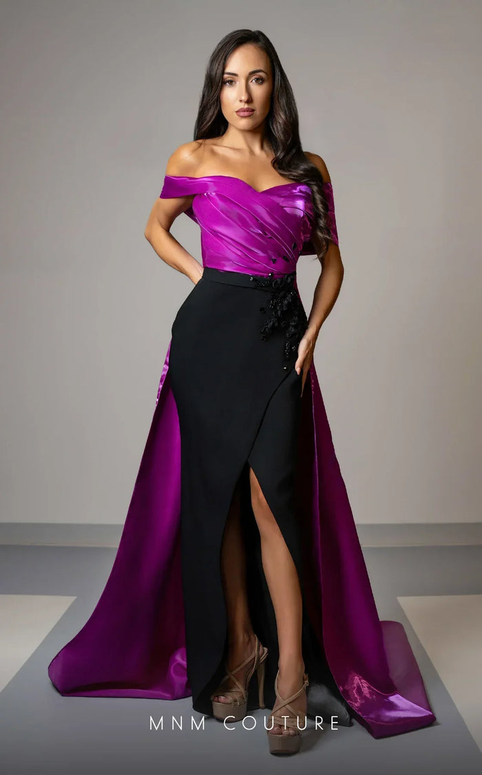 MNM Couture V07441 Black-Lime Evening Gown