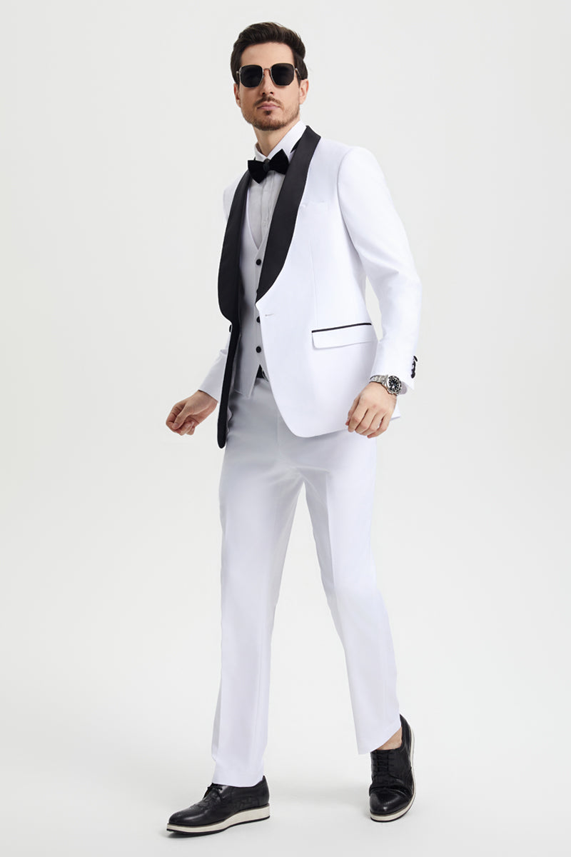 Stacy Adams One Button Shawl Lapel Tuxedo - White