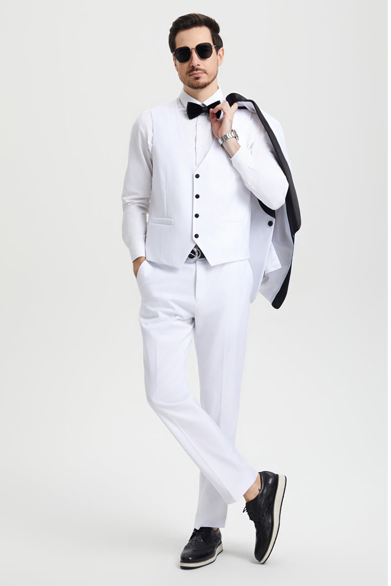Stacy Adams One Button Shawl Lapel Tuxedo - White