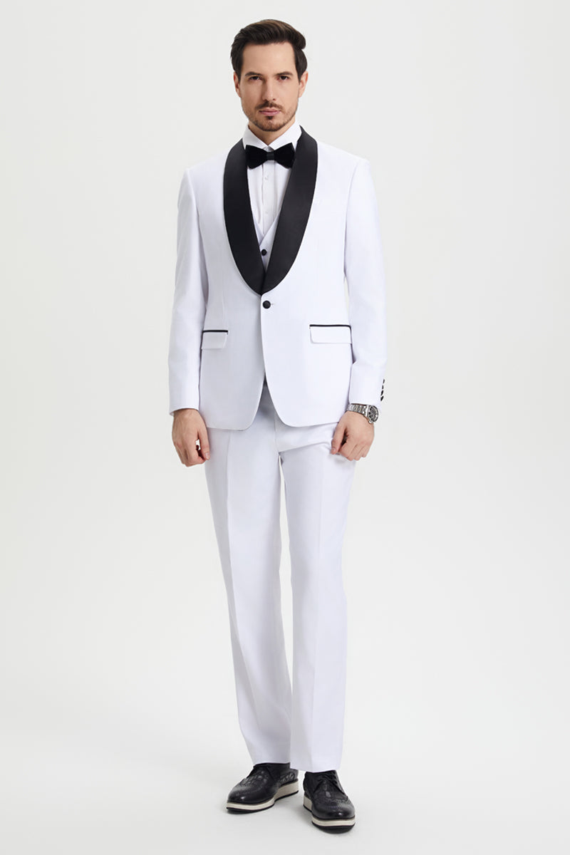 Stacy Adams One Button Shawl Lapel Tuxedo - White