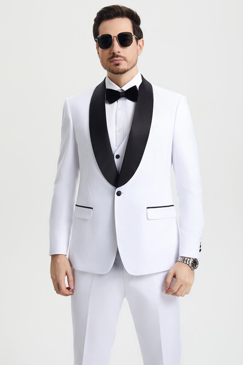 Stacy Adams One Button Shawl Lapel Tuxedo - White
