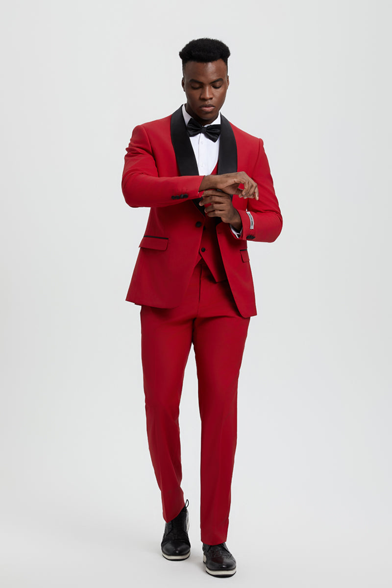 Stacy Adams Red Shawl Lapel Tuxedo