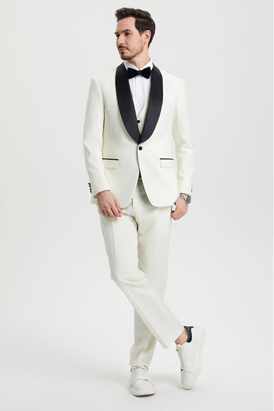 Stacy Adams One Button Shawl Designer Ivory Tuxedo