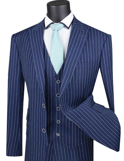 Men's Blue 1920s Stripe 3 Piece Suit with Vest F-V2RS9