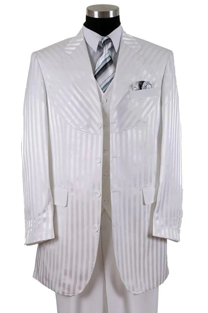 White 4-Button Semi Wide Leg Wedding Suit