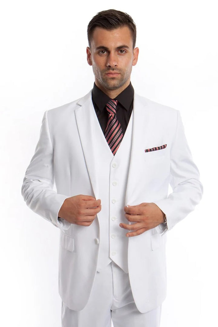 Men’s White Vested Two-Button Suit