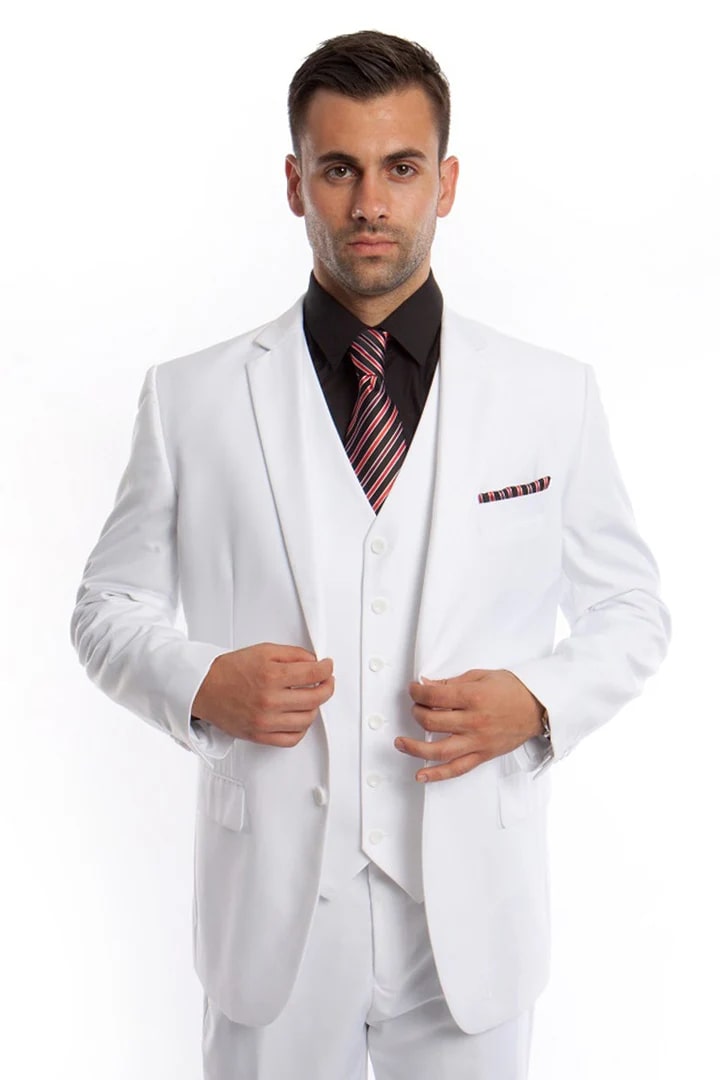 Men’s White Vested Two-Button Suit