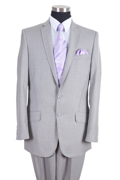 Men's Grey 2PC Pleated Pant Suit