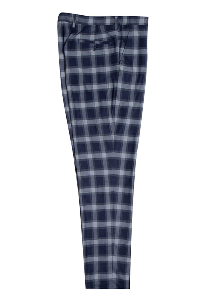 Stacy Adams Double Breasted Navy Plaid Suit