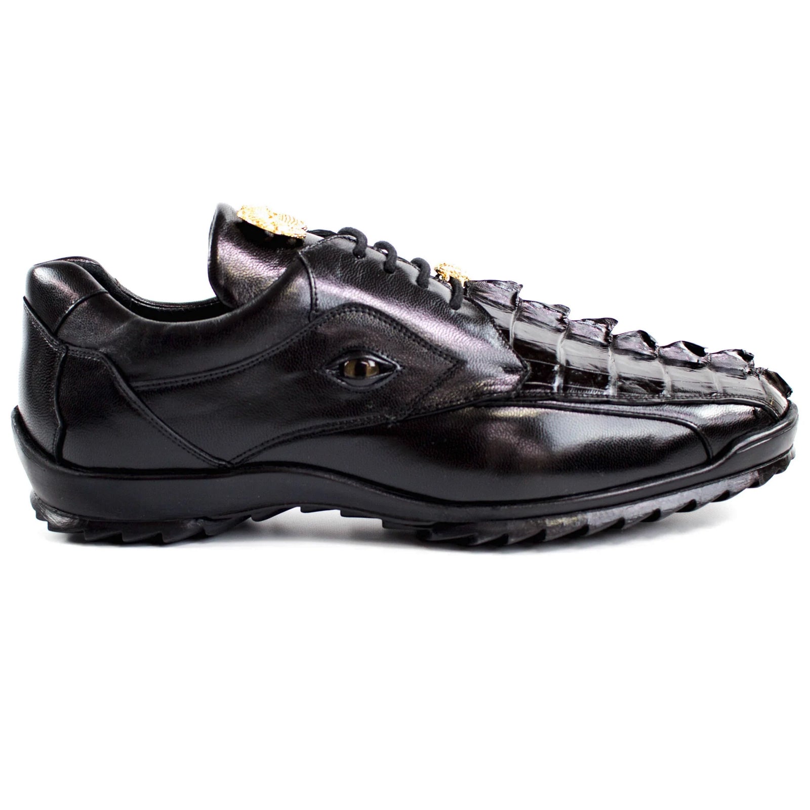 Belvedere Vasco Calf & Crocodile Sneaker - Black