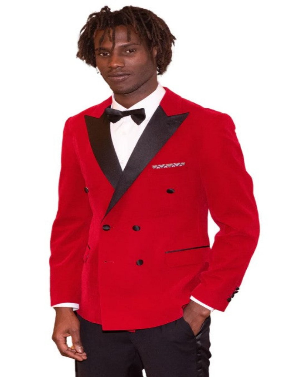 Red Velvet Double Breasted Tuxedo Set