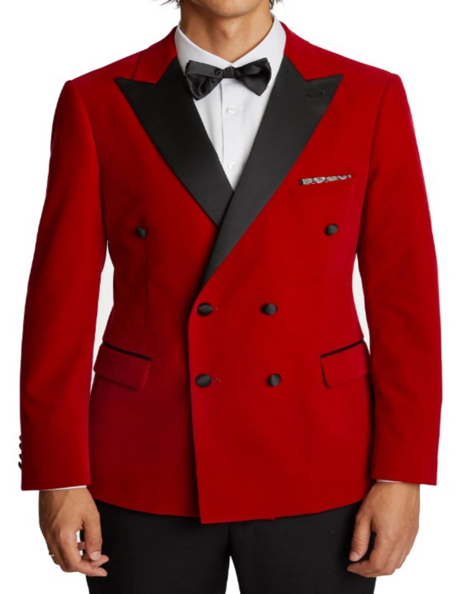 Red Velvet Double Breasted Tuxedo Set