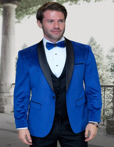 Royal Blue Velvet Prom Suit for Guys
