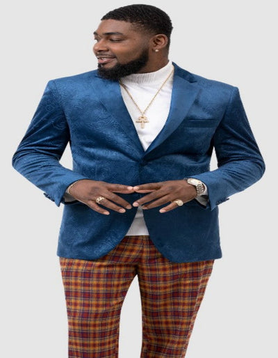 Blue Paisley Velvet Prom Tuxedo Jacket