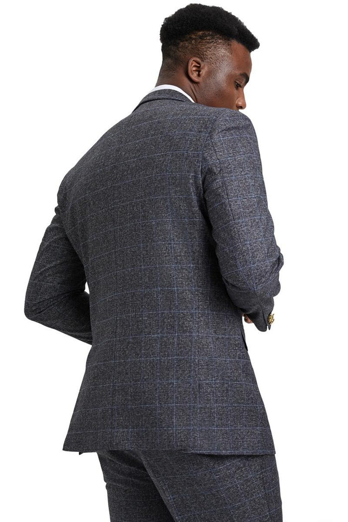 Stacy Adams Charcoal Windowpane Suit with Vest
