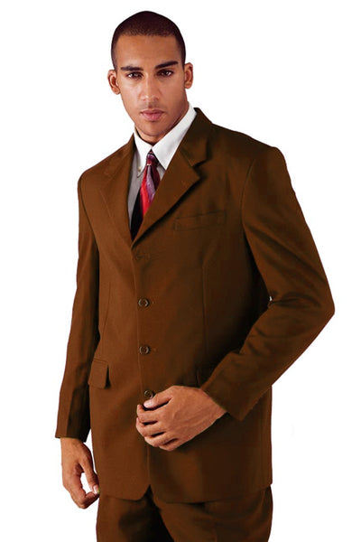 Mens 4 Button Brown Polyester Suit