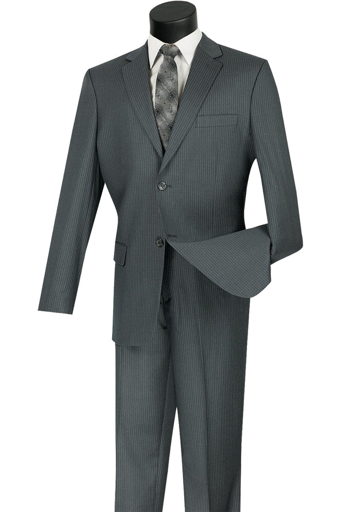 Mens Grey 2 Button Pinstripe Wool Blend Suit
