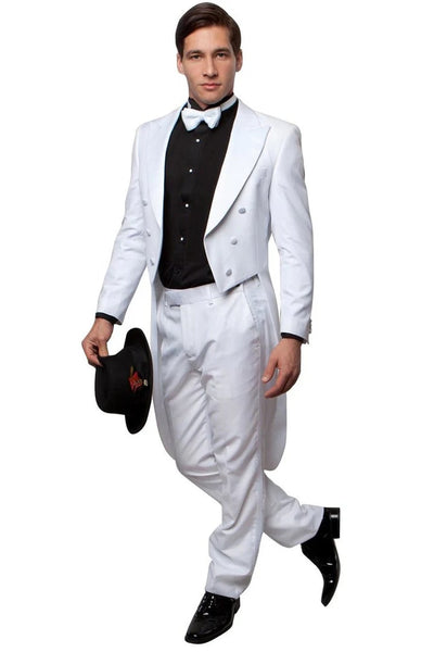 All White Men's Designer Long Tail Tuxedo