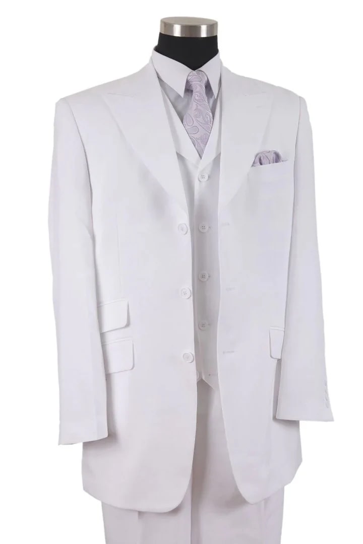 Classic White Groom's 3-Button Suit