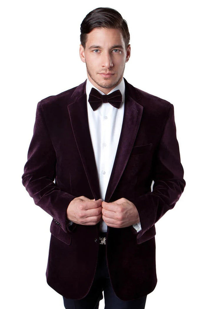Red Classic Velvet Two Button Blazer