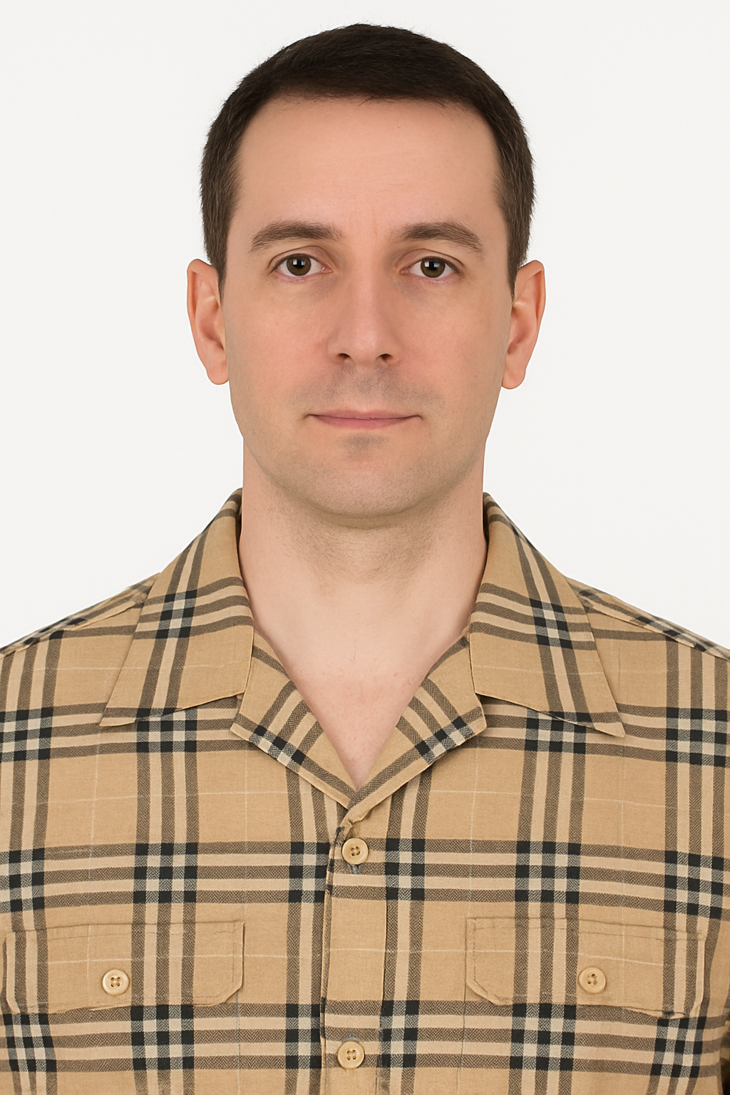 Beige Check Button Shirt - Casual Plaid for Men