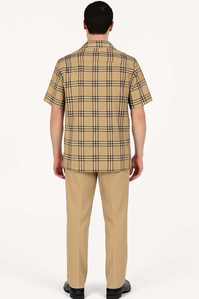 Men’s Beige Plaid Shirt – Classic Everyday Essential
