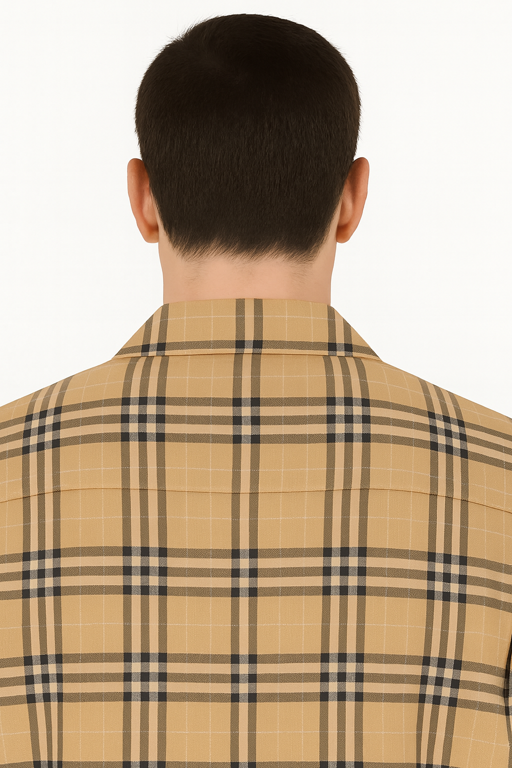 Beige Check Button Shirt - Casual Plaid for Men