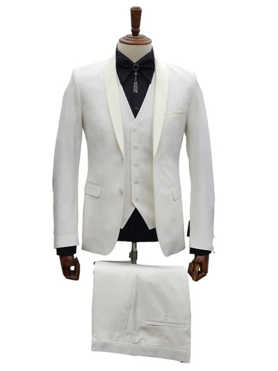 Ivory Tuxedo Cream 2 Button Wedding Suit