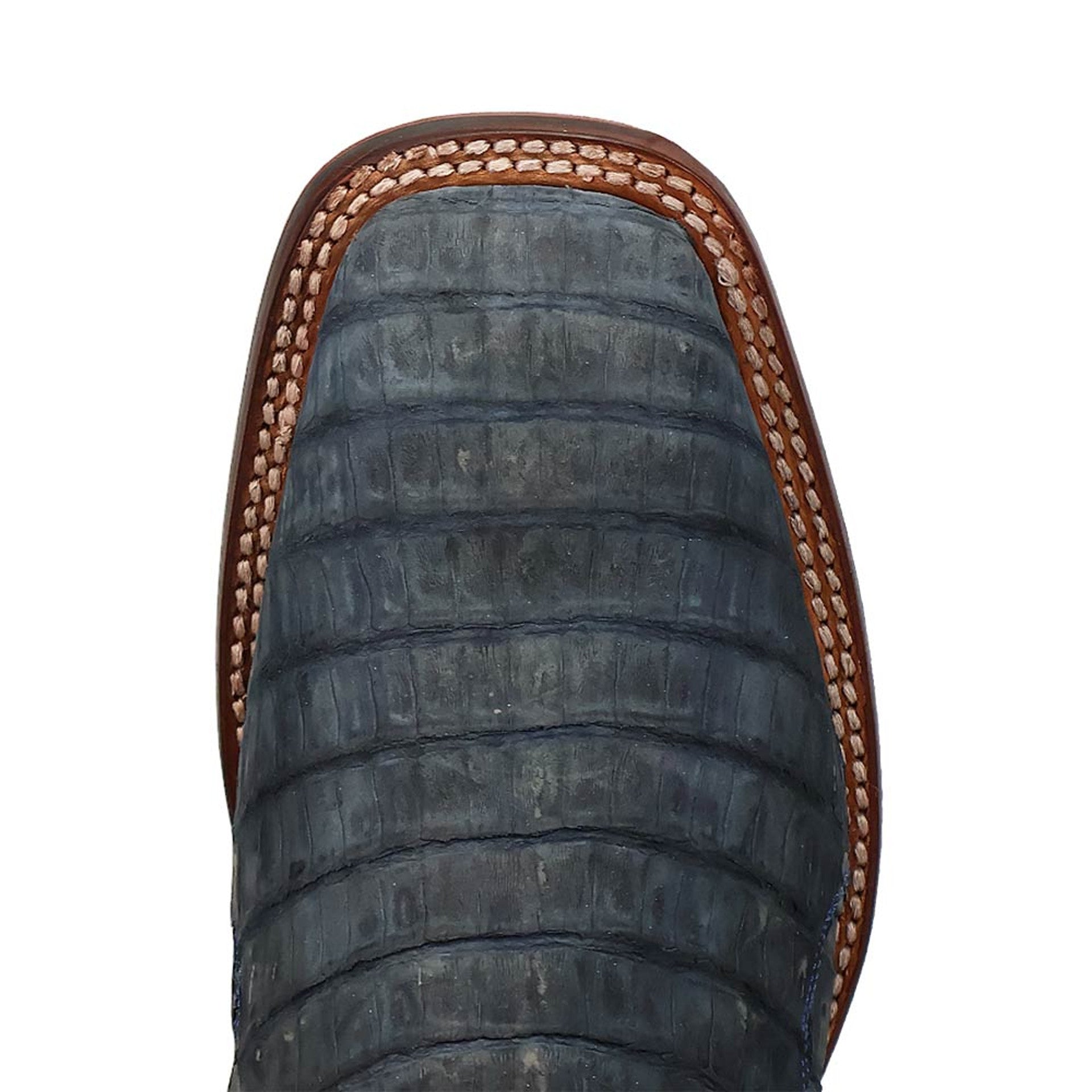 Leon Denim & Tan Caiman Square Toe Boots