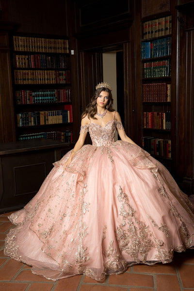 Embroidered Cold Shoulder Ball Gown by Bella Princess PQ1059