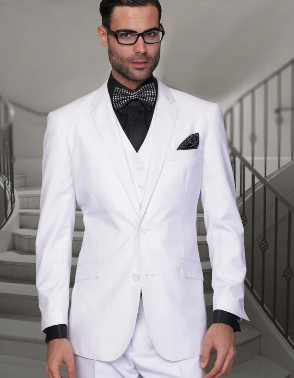 2 Button Wool Funeral Suit for Men - White
