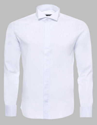 White Stand Collar Formal Tuxedo Shirt