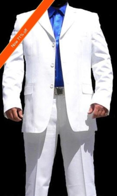 Men's Suits For Men White 3 buttons Cool Suit + Free Tie - All White Suit