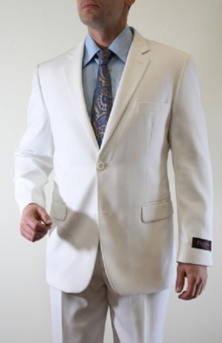 Tazzio Men's White Tonal Fine Pinstripe 2 Button Suit