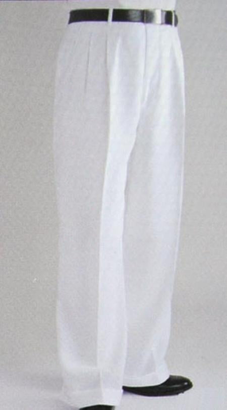 mens baggy dress pants White Wide Leg Dress Pants Pleated baggy dress trousers unhemmed unfin