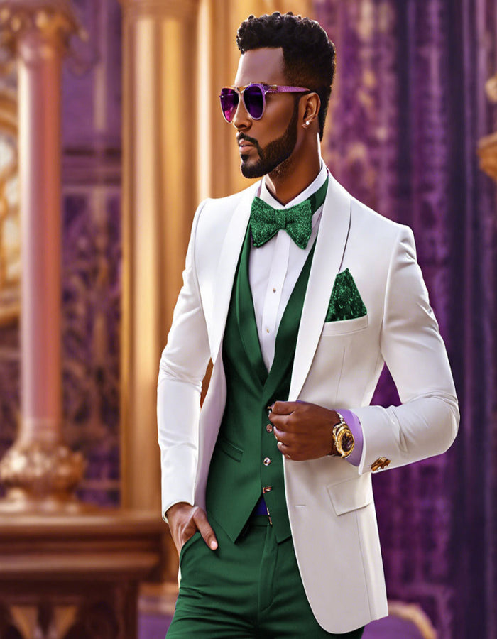 White & Hunter Tuxedo Wedding Suit Set