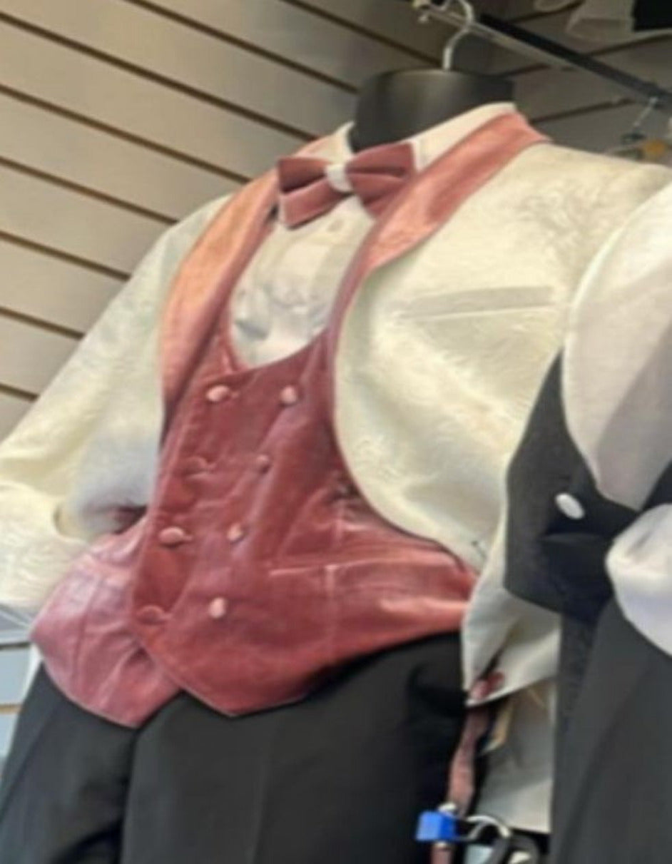 White and Pink Prom Suit Tuxedo Set