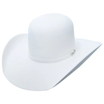 Open Satin Linen Crown White Cowboy Felt Hat