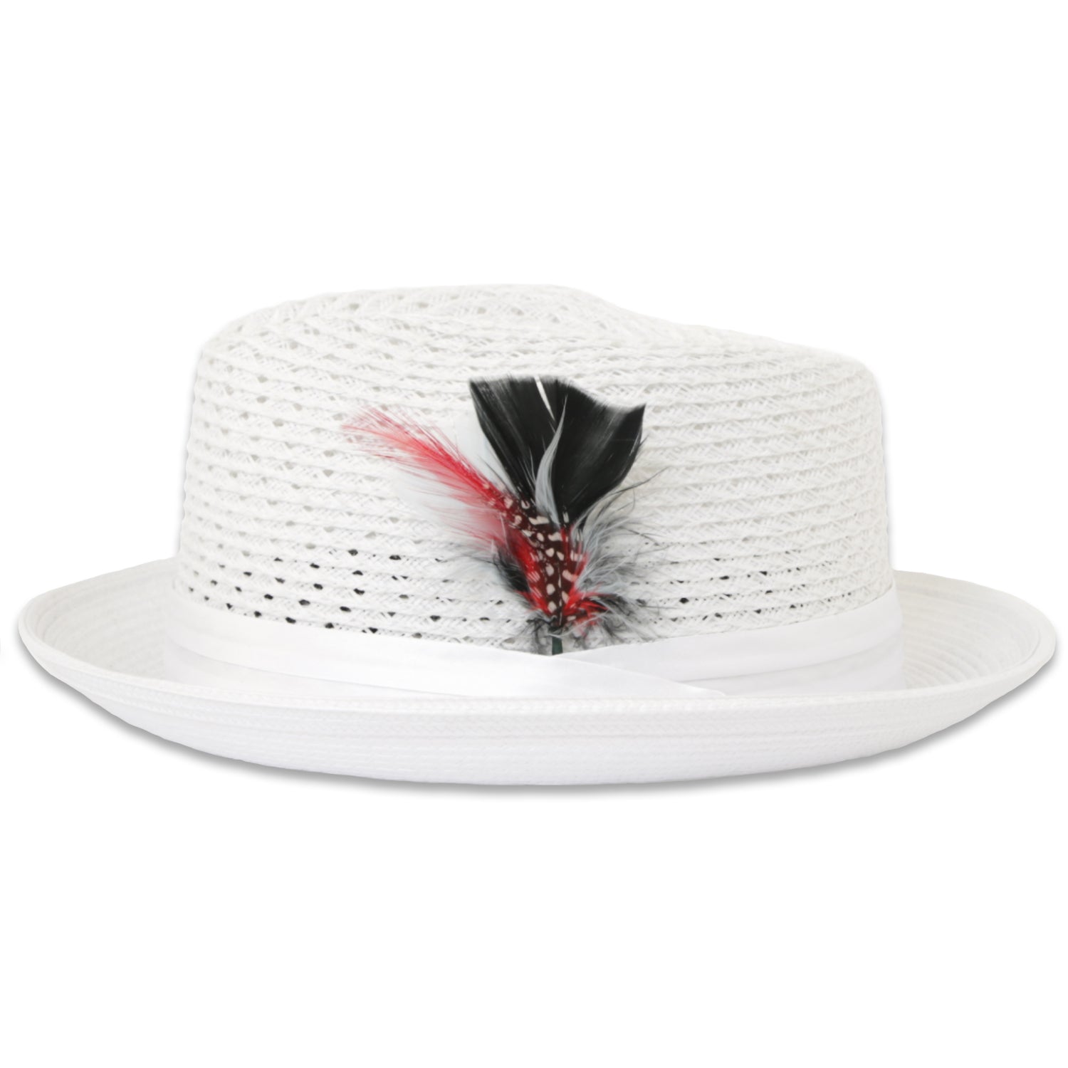 Castor Crushable Straw Fedora White by Ferrecci USA