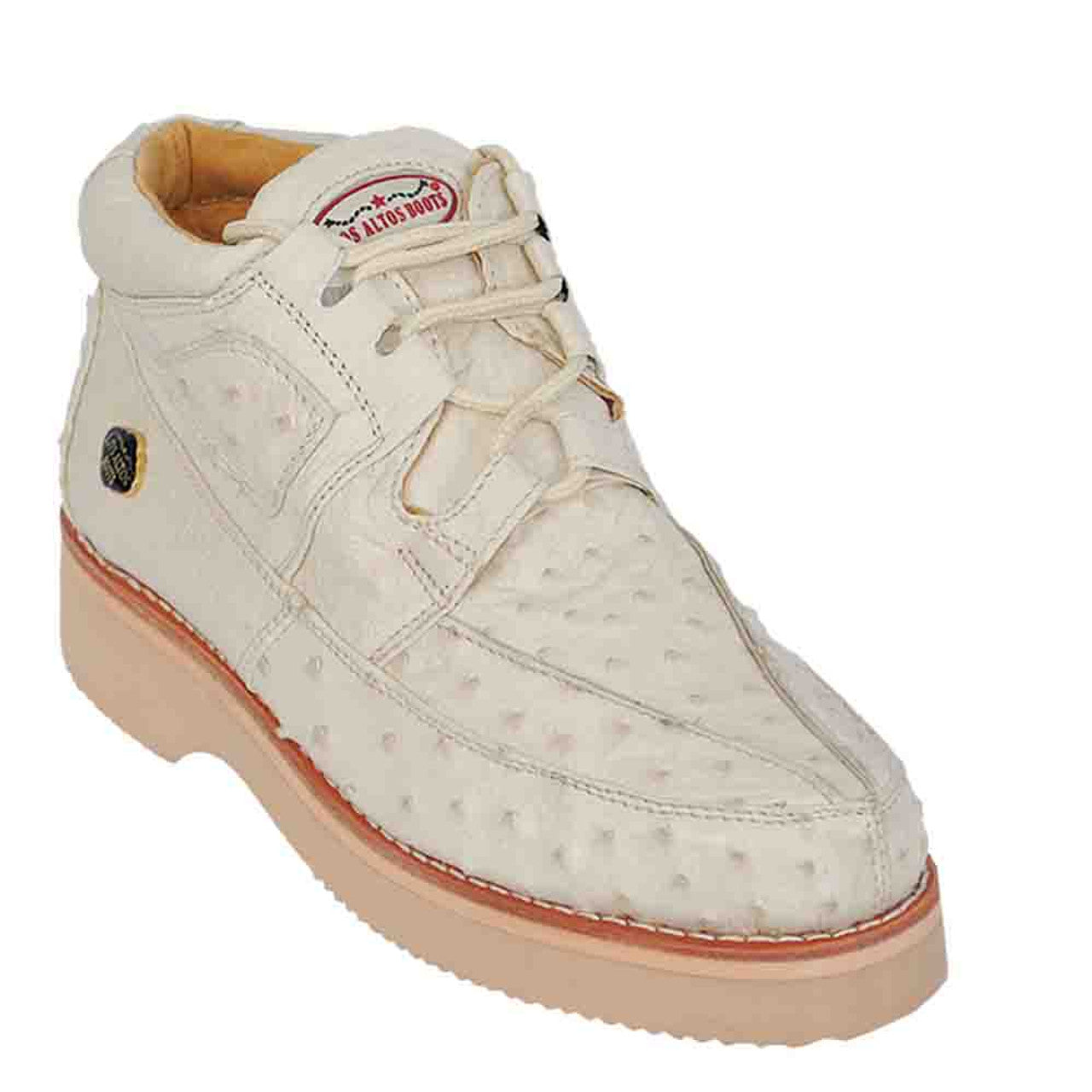 Men's Winter White Full Ostrich Sneakers by Los Altos