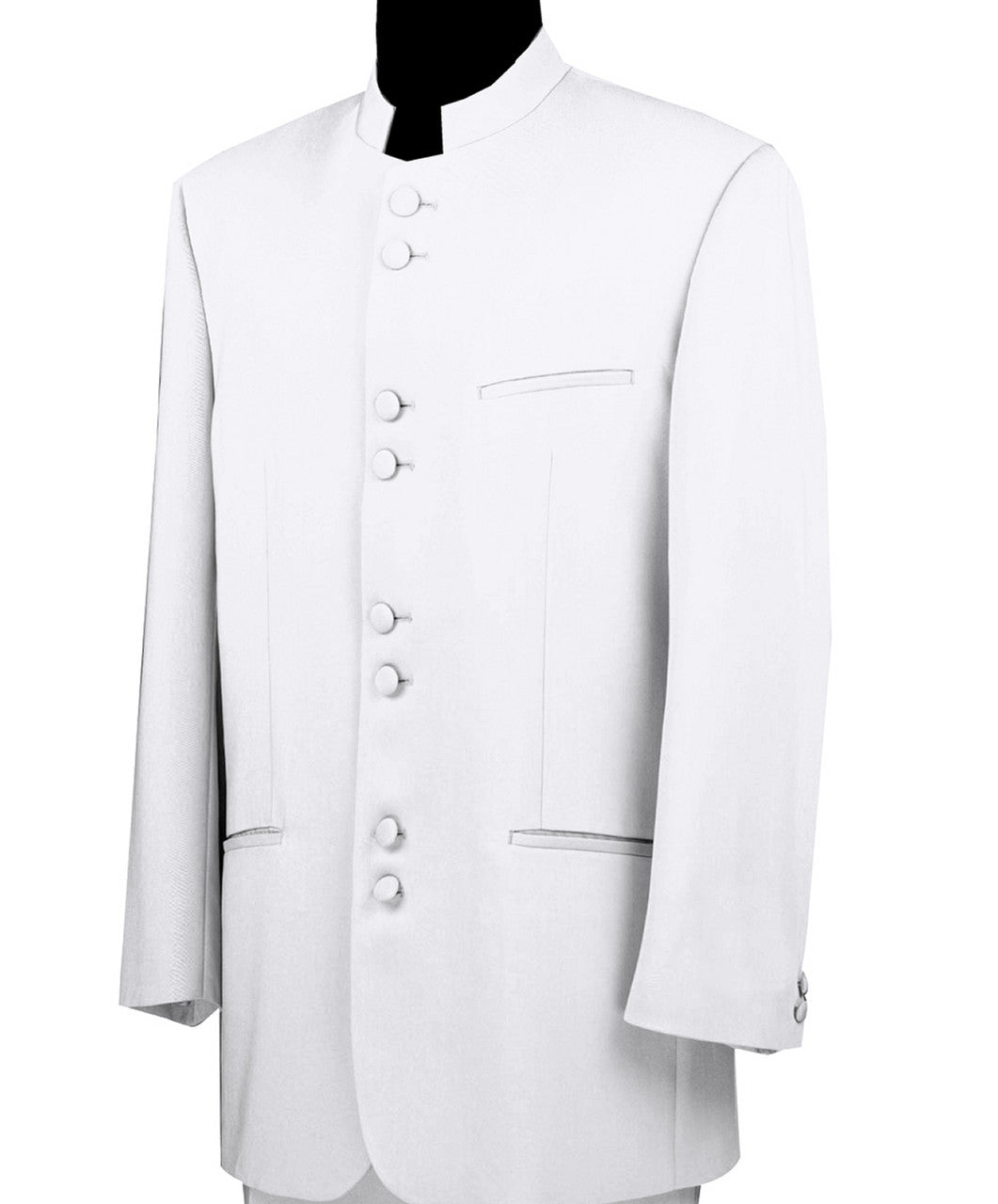 Lucci White 8 Button Banded Collar Fashion Suit