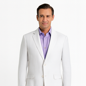 White Big and Tall Linen Suit