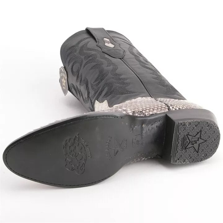 Los Altos Black & White Python Boots