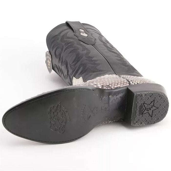 Los Altos Black & White Python Boots